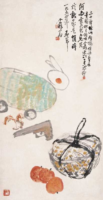 王个簃 甲午（1954年）作 兔儿灯 立轴